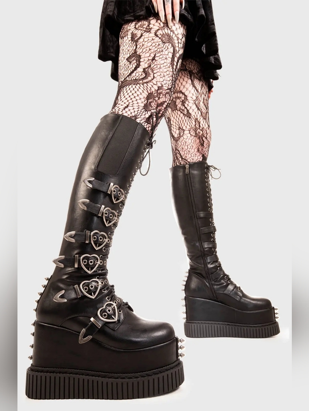 NIB Dolls Kill Omen Overkill Chunky Platform Knee High Boots